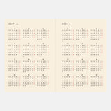 Two-year calendar for 2027 and 2028 on a light beige background