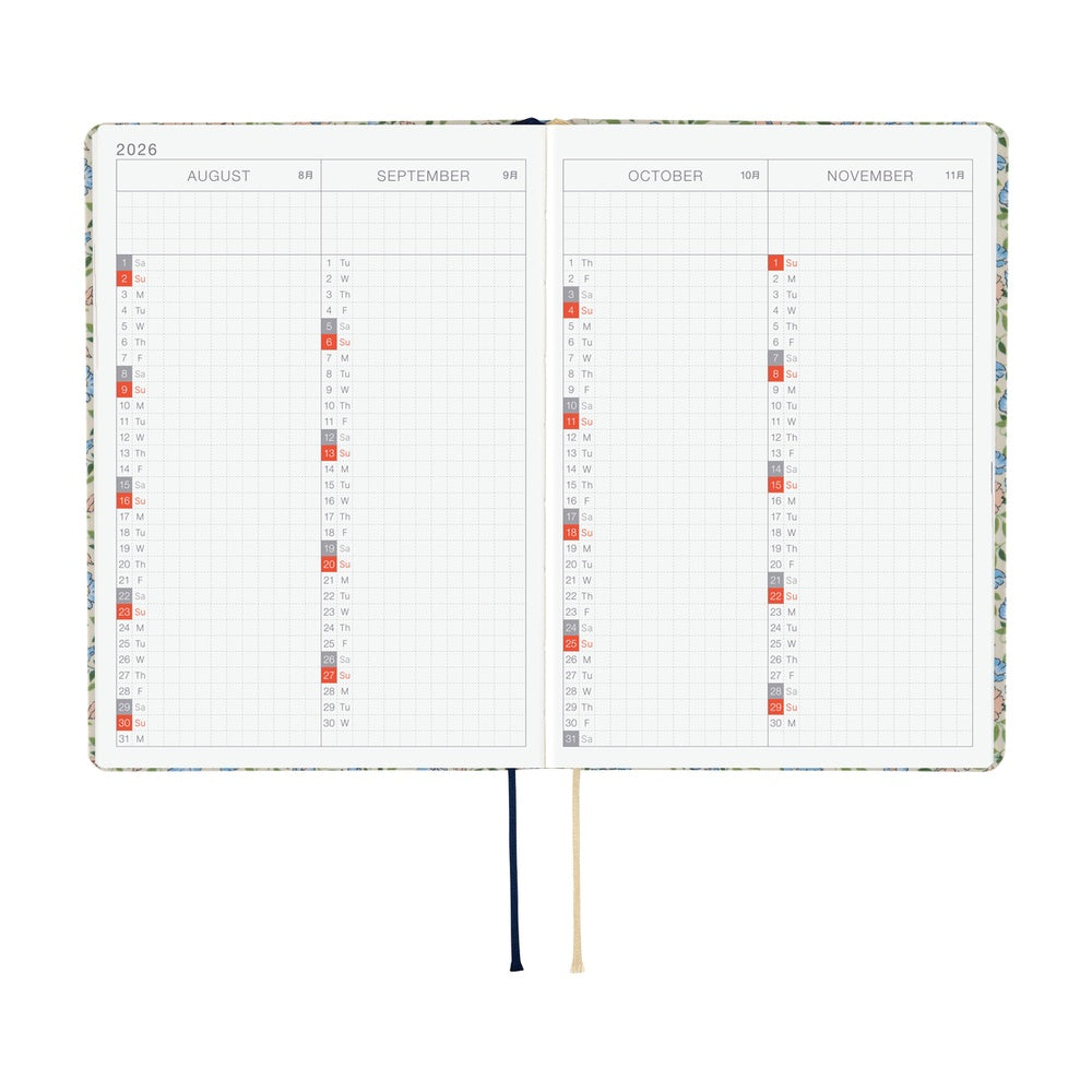 Hobonichi HON 2026 Liberty Fabrics: Sasha Kiora [ENG/A6/Jan Start] HON