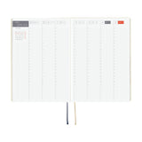 Hobonichi HON 2026 Slash (Ivory) [ENG/A5/Jan Start] HON White planner with grid layout on a white background