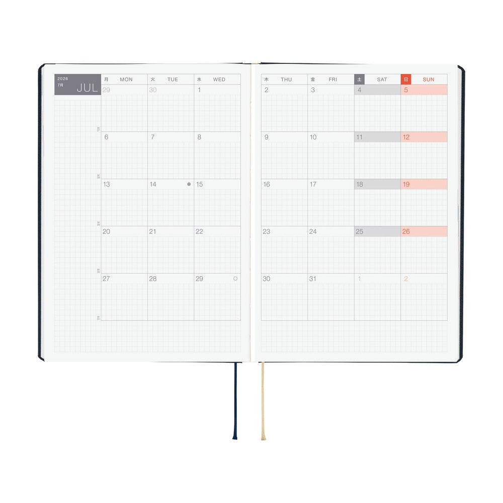 Hobonichi HON 2026 Slash (Navy) [ENG/A5/Jan Start] HON
