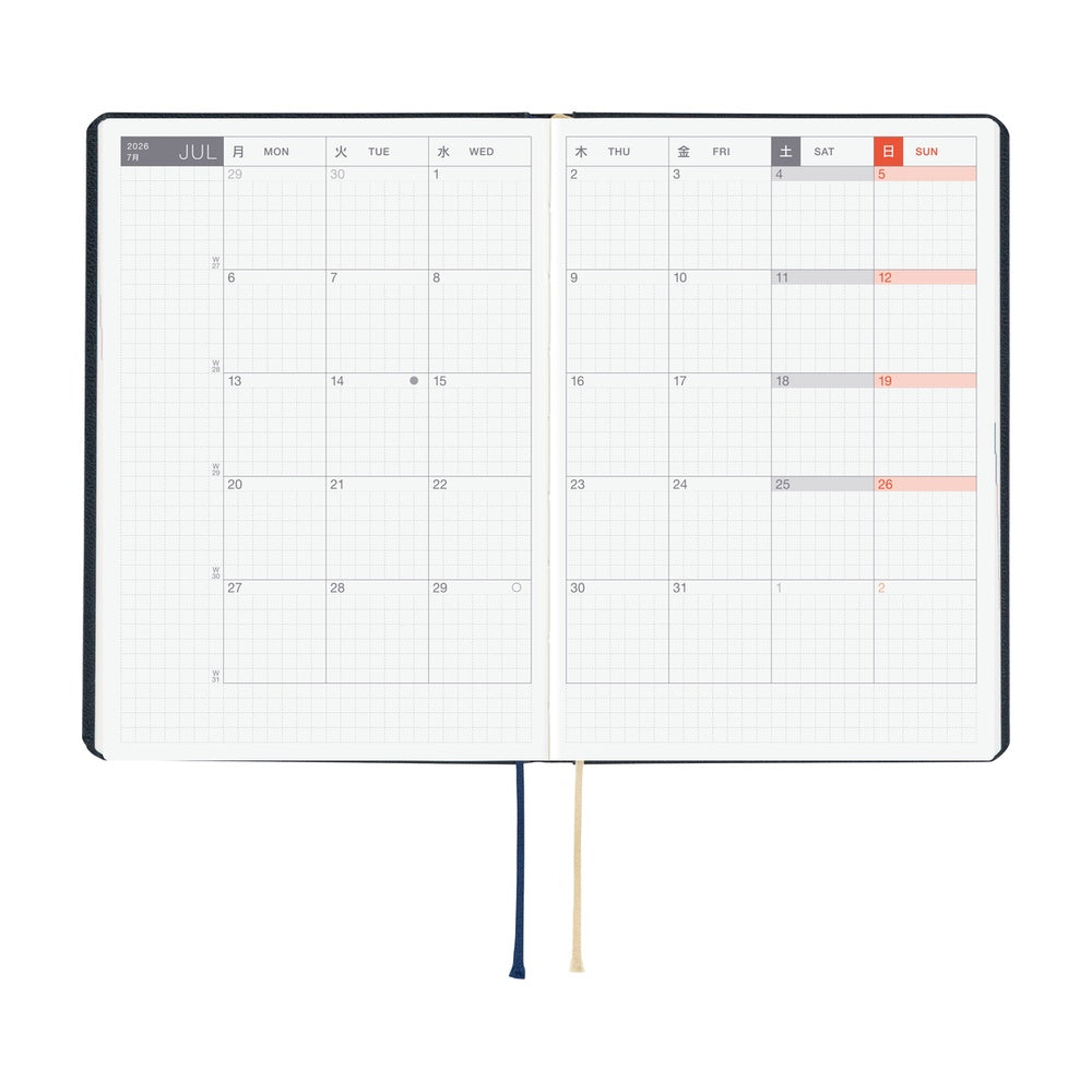 Hobonichi HON 2026 Slash (Navy) [ENG/A6/Jan Start] HON