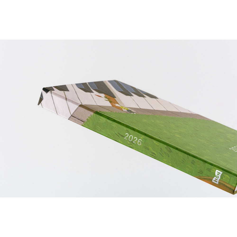 Hobonichi Hiroko Kubota: Waiting on the Chord ENG A5 Jan Start HON  Calendar with a scenic design on a white background