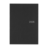 Hobonichi Paper Series: Black Gingham ENG A5 Jan Start HON Black hardcover diary with '2026' printed on a white background