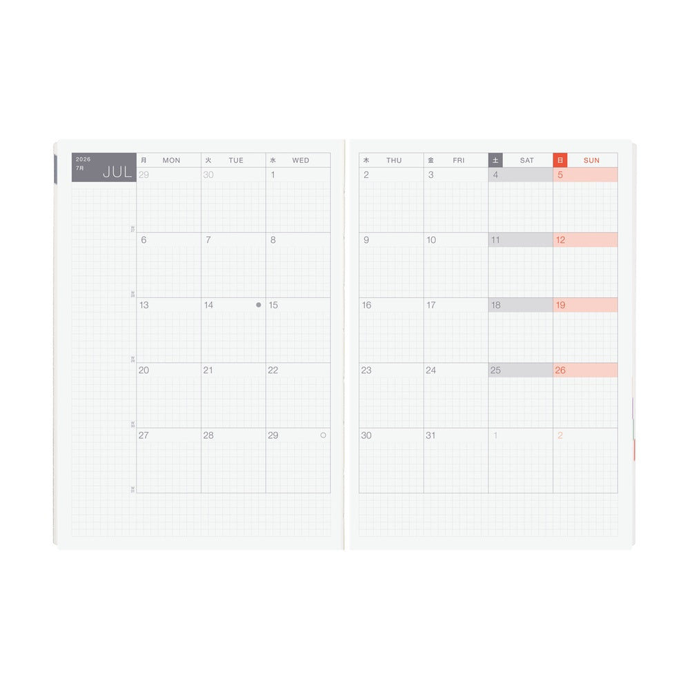 Hobonichi Paper Series: Black Gingham ENG A5 Jan Start HON