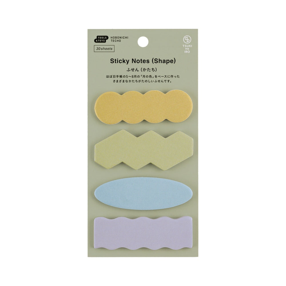 The Shape type is based on the monthly colors from May to August in the Hobonichi Techo. These die-cut sticky notes come in a variety of fun shapes, making them great for decorating your pages, layering with other notes, or creating collages.
