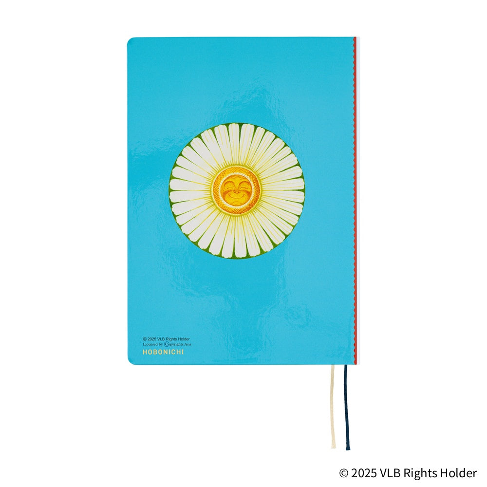 Hobonichi Virginia Lee Burton: The Little House [ENG/A5/Jan Start] HON Notebook with a sunflower design on a blue background