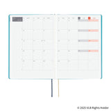 Hobonichi Virginia Lee Burton: The Little House ENG A5 Jan Start HON Open planner showing a monthly calendar layout with dates and time slots.