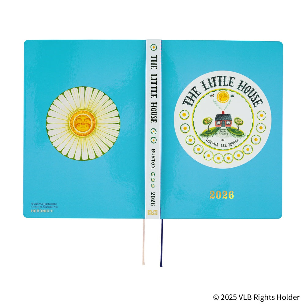 Hobonichi Virginia Lee Burton: The Little House [ENG/A5/Jan Start] HON Open notebook with 'The Little House' logo and 2026 on a blue background