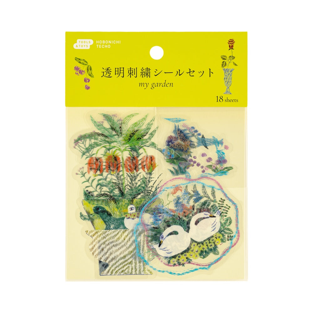 Hobonichi iyo okumi: Transparent Embroidery Sticker Set - My Garden