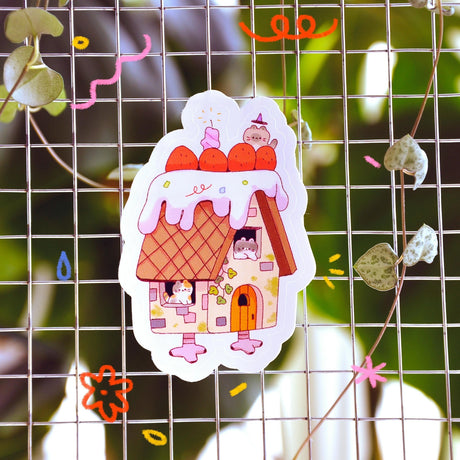 This is a glossy vinyl die-cut paper sticker, illustrated and made in-house by me. It's waterproof and ideal for decorating hard surfaces like laptops, water bottles, and phone cases, adding a cute touch to your belongings.

Material: premium glossy waterproof vinyl