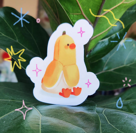 This is a glossy vinyl die-cut paper sticker, illustrated and made in-house by me. It's waterproof and ideal for decorating hard surfaces like laptops, water bottles, and phone cases, adding a cute touch to your belongings.

Material: premium glossy waterproof vinyl