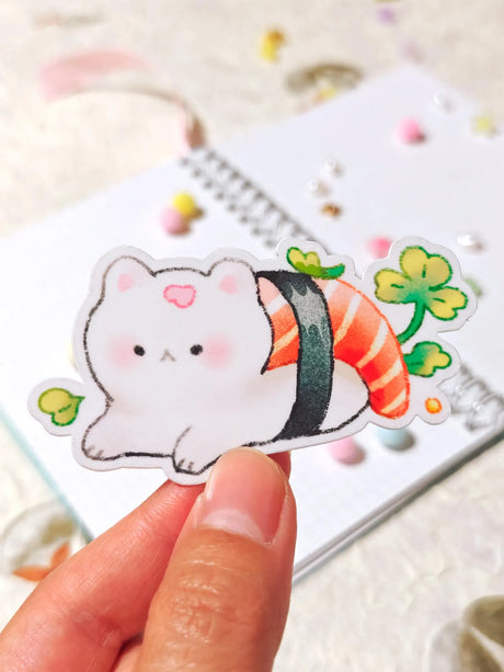This is a glossy vinyl die-cut paper sticker, illustrated and made in-house by me. It's waterproof and ideal for decorating hard surfaces like laptops, water bottles, and phone cases, adding a cute touch to your belongings.&nbsp;

Material: premium glossy waterproof vinyl