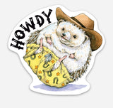Howdy Cowboy Hat Hedgehog Swimsuit Sticker