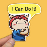 Positive Affirmation Cat 'I Can Do It' Vinyl Sticker