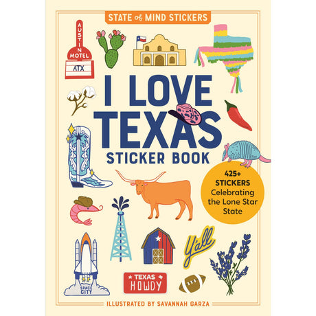 A visual love letter in stickers to Texas and its iconic food, landmarks, cities, and more. Cowboy boots and pickup trucks. Frito pie and game day. Hill Country, horned lizards, and beautiful bluebonnets. Declare your love for the Lone Star State with illustrated stickers that capture what's iconic about Texas, from famous landmarks like Cadillac Ranch and the Alamo, to cities big and small like Houston and El Paso. Because everyone knows: There’s no place like Texas.