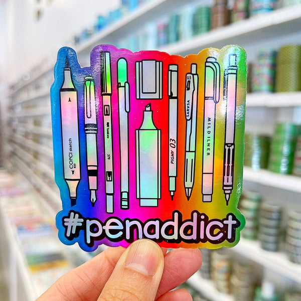 Pen Addict Holographic Vinyl Sticker