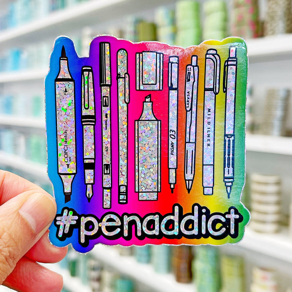 Pen Addict Glitter Vinyl Sticker #penaddict