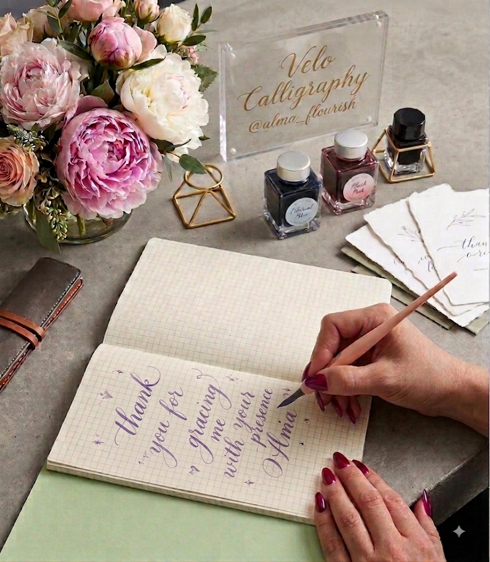 Modern Calligraphy + Custom Calligraphy Ink Workshop by Alma Flourish