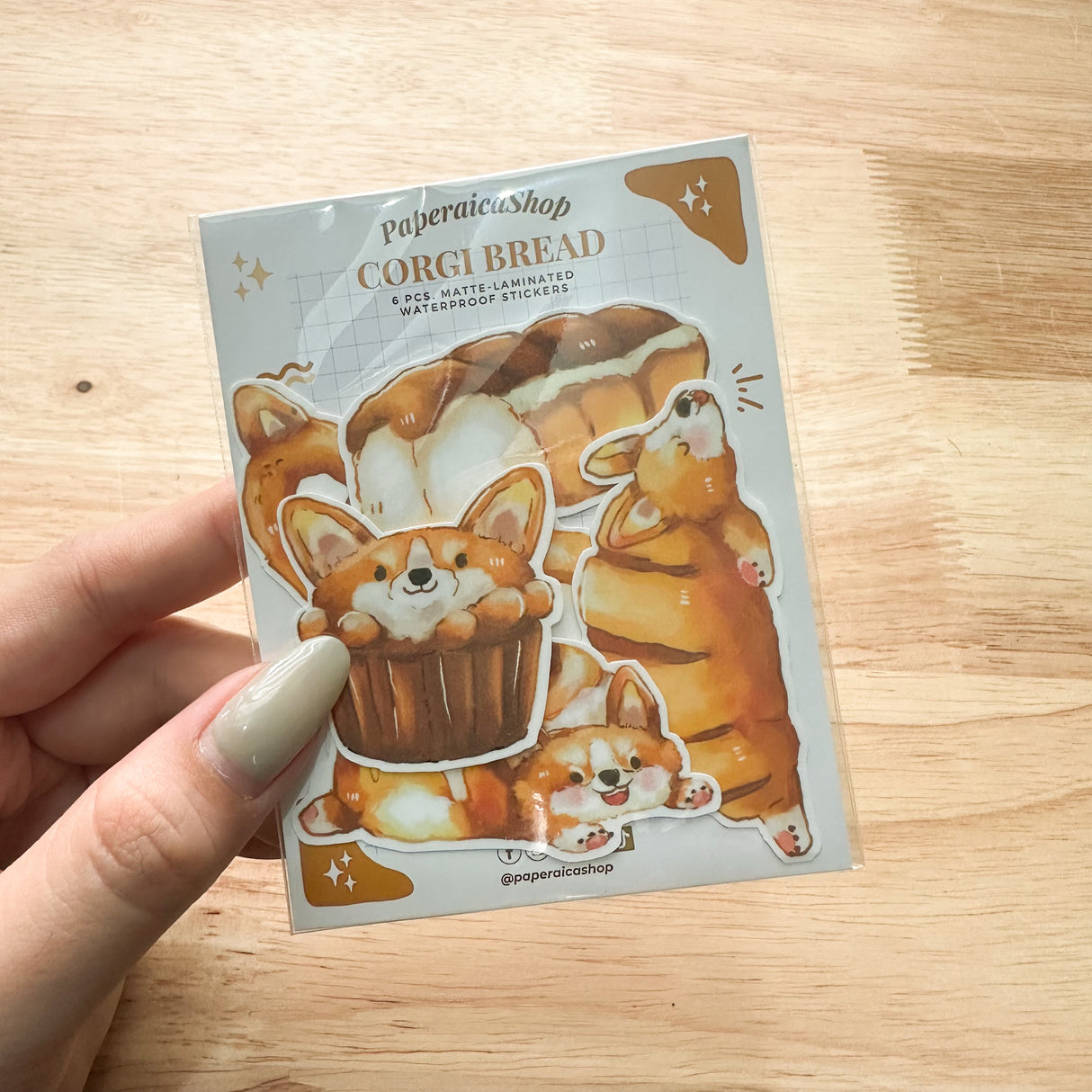 PaperaicaShop Corgi Bread Sticker Pack