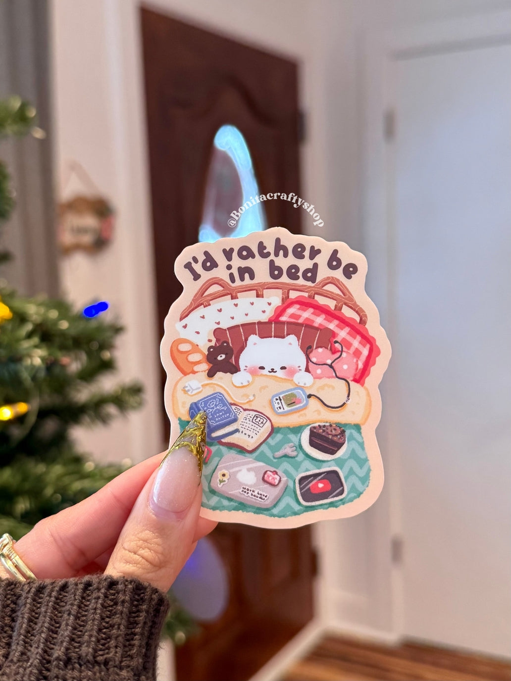 Bonita Crafty Shop - I'd Rather Be in Bed Vinyl Sticker
