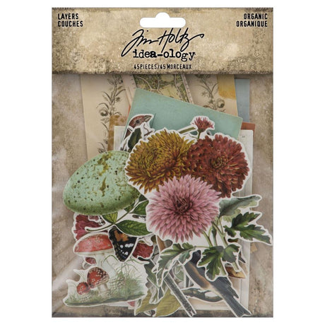 Tim Holtz Organic Layers helps unleash your creativity with the vintage assortment of decoupage paper.
