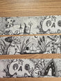 A unique and infinitely repeating fantasy landscape of melancholy oddities and curious characters, from original hand-drawn ink artwork by Jon Turner, recreated with incredible detail at miniature size in this washi tape that invites you to find new tiny details with every viewing.

This is a special extra-wide washi tape, 30mm high which really brings out all the tiny details. perfect for creating a decorative border when journalling, or for packing parcels with surreal style. 10m long.
