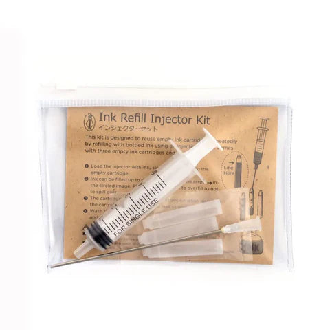 This kit is designed to reuse empty cartridges repeatedly by refilling with bottled ink using an injector. This kit includes an inky syringe injector and 3 empty cartridges to fill with your favorite inks.

Instructions Included