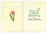 Inside verse: Here's to a year of flourishing! Happy Birthday