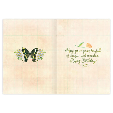 Inside verse: May your year be full of magic and wonder. Happy Birthday