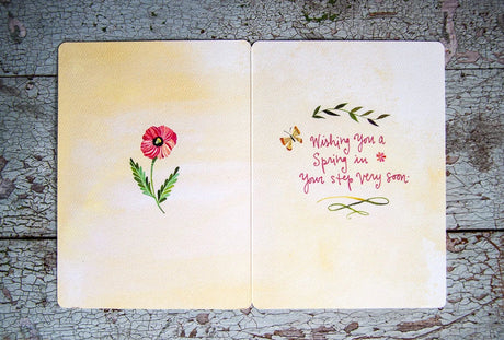 Interior: "Wishing you a Spring in your step very soon."