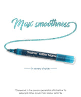 Get ready to shine with the Glitter Acrylic Paint Marker Set of 24. This stunning collection is perfect for adding a shimmering touch to any project. Whether you're creating eye-catching art or simply adding flair to everyday notes, these markers are designed to deliver vibrant, sparkling results with every stroke.