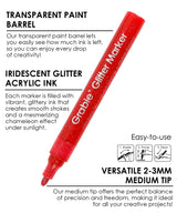 Get ready to shine with the Glitter Acrylic Paint Marker Set of 24. This stunning collection is perfect for adding a shimmering touch to any project. Whether you're creating eye-catching art or simply adding flair to everyday notes, these markers are designed to deliver vibrant, sparkling results with every stroke.