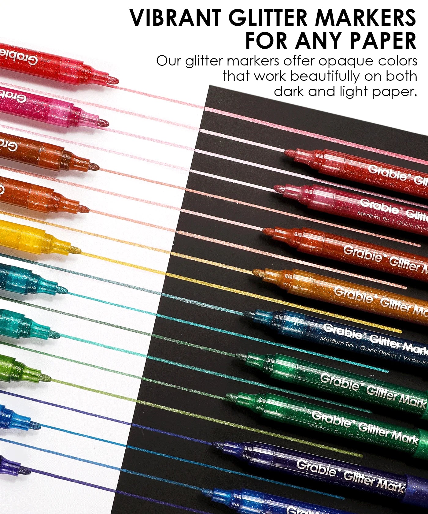 Get ready to shine with the Glitter Acrylic Paint Marker Set of 24. This stunning collection is perfect for adding a shimmering touch to any project. Whether you're creating eye-catching art or simply adding flair to everyday notes, these markers are designed to deliver vibrant, sparkling results with every stroke.