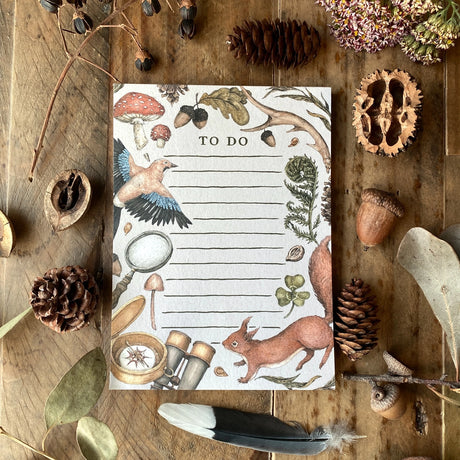 Whimsical, nature-inspired notepads perfect for writing your to do list, grocery list, and more. 50 pages, with full color illustration on the front of every page. Matte finish perfect for writing. Packaged in a clear cello sleeve.

Dimensions: 5.5"x4"