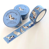 A washi tape for Staffordshire dog lovers! Made from my original illustrations of various styles and forms of Staffordshire dog figurines on a blue background