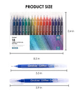 Unleash your creativity and add a touch of sparkle to your artistic endeavors with the upgraded Grabie Glitter Gel Pens. Now featuring an impressive array of 18 vibrant colors, these pens are enhanced with a staggering 800% more ink capacity, allowing you to create for hours without interruption. One pen is equivalent to an astonishing nine standard iridescent glitter gel pens, ensuring your imagination ignites with every stroke.&nbsp;