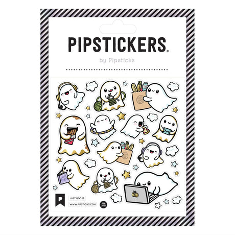 PipStickers are the PERFECT gift for the sticker lover in your life - even if it's you! These unique PVC designs with holographic gold foil accents come on a clear backing and cannot be found anywhere else.

includes one 4'' x 4'' sheet of Just Boo It PipStickers and includes the Pipsticks manifesto.
