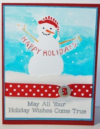 Sello de muñeco de nieve con felices fiestas