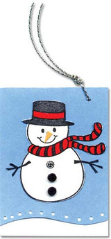 Sello de goma con muñeco de nieve y copos de nieve