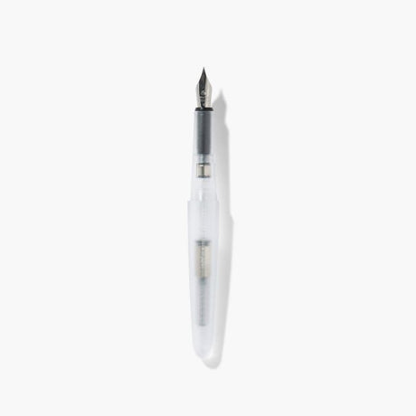 A pen that evokes the texture of frosted glass. Its translucency reveals the internal mechanism as an aesthetic feature. Careful consideration of form and colour palette ensures an elegant presence, even when not in use.&nbsp;

The pen is equipped with thoughtful functionality, including an extended grip section and a screw cap designed for quick access with minimal turns. The visible ink level allows for easy refills.

Available in a Fine and Medium nib
Includes converter
Steel nib