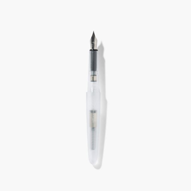 A pen that evokes the texture of frosted glass. Its translucency reveals the internal mechanism as an aesthetic feature. Careful consideration of form and colour palette ensures an elegant presence, even when not in use.&nbsp;

The pen is equipped with thoughtful functionality, including an extended grip section and a screw cap designed for quick access with minimal turns. The visible ink level allows for easy refills.

Available in a Fine and Medium nib
Includes converter
Steel nib