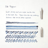 Functional tools for a lifetime of use. Our writing tools are designed to become your companions, developing personal character through the journey of ownership. The simple yet charming glass bottle has been designed for seamless use, creating a bottled ink that's bound to inspire writing with joy.

Once dry, our pigment inks are water resistant and lightfast to ensure your special message stands the test of time. The original bottle has been designed for ease of refill with any pen, while effortlessly bala