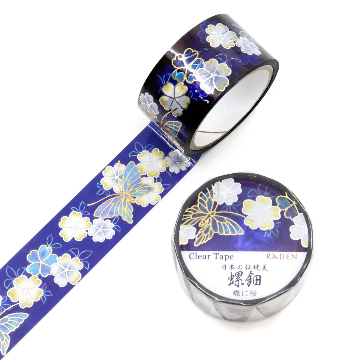 Inspired by this timeless artistry, this clear tape expresses the graceful luster of raden through holographic accents and gold foil. Its shifting colors and refined glow evoke the elegance of classic Japanese design, bringing a touch of traditional radiance to any creative project.