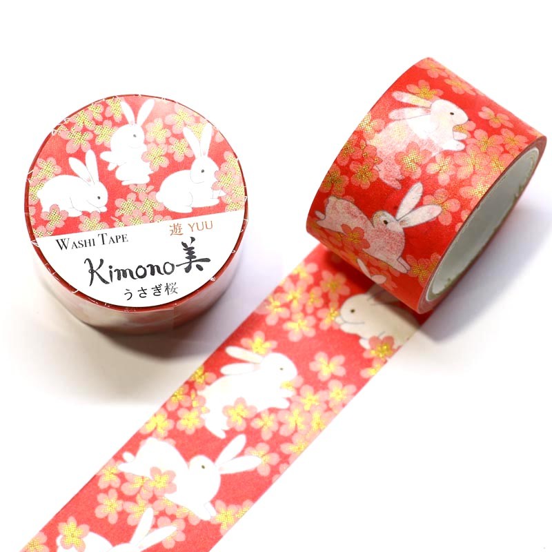 Kamiiso - Kimono Beauty Cherry Blossom Rabbit Japanese Washi Tape