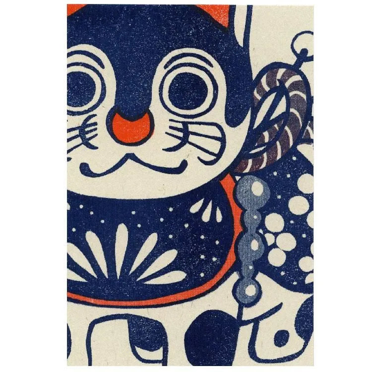These are retro printed postcards by eraser printmaker Kanae Moriya, who
specializes in Japanese-style motifs, color schemes, patterns, and animal characterization.