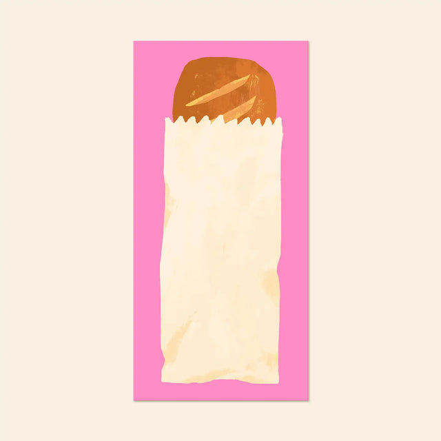 Karen Schipper Magnetic To-Do Notepad - Bread List

Grocery lists don’t have to be boring. Bread List Pad is a grocery list pad featuring a simple baguette tucked into a paper bag on a bold pink background — a cute food notepad that adds instant cheer to kitchens and desks.

Professionally printed full color
Size: 4.25" x 8.5"
65 tear-off sheets
Padded with cardboard back
Printed locally in the US
Designed by Karen Schipper