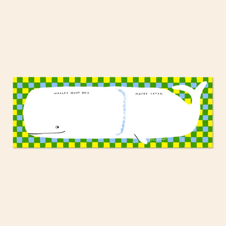 Karen Schipper Weekly Desk Planner - Whale

Bring a playful splash to weekly planning with the Whale Desk Planner, a punny weekly desk planner pad featuring a charming whale layout with labeled sections that make organizing the week feel a little more fun. The bright checkered border and whimsical design give it strong shelf appeal while keeping it practical for schedules, reminders, and everyday planning.

It comes with 52 undated sheets, enough to last you the year.
Professionally printed full color
Size: