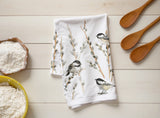 Introducing a gorgeous watercolor pattern of black capped chickadees and fuzzy spring willows that will add a touch of elegance and serenity to your home. Bringing a sweet whisper of the outdoors into your kitchen.

Crafted from 100% premium linen, this towel measures 17.5 x 26 inches, blending beauty with utility. Each comes with a belly band, perfect for gifting and a corner hang loop for hanging.

Designed by Kasey. Imported.

Artwork copyright Kasey Melissa Art 2024.