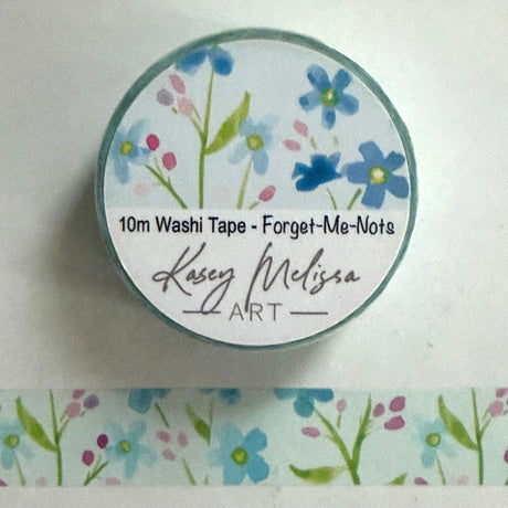 Loose watercolor forget-me-not flowers light blue background washi tape. Add a bit of soft watercolor art to your journal, letters or scrapbooking.

• 15mm wide
• 10 Meters long
• Printed label
• Shrink wrapped
• designed by Kasey

All images and art copyright Kasey Melissa Art