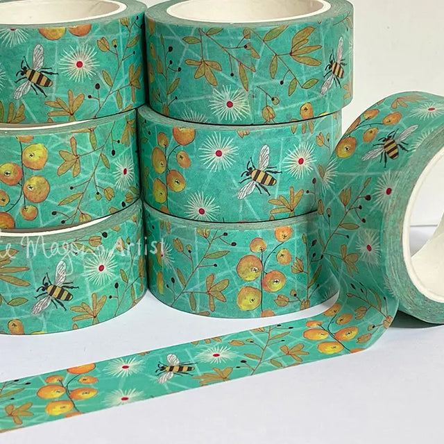 Kate Mason Bee Berries Aqua Washi Tape